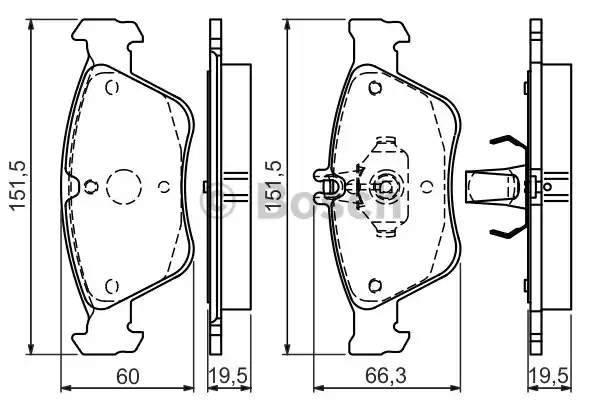 Комплект тормозных колодок дискового тормоза BOSCH 0986494002