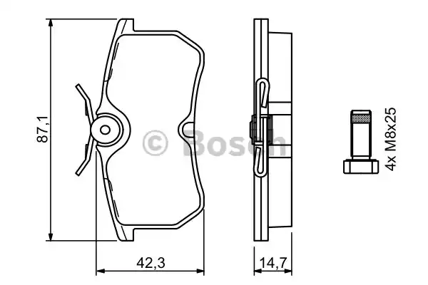 Комплект тормозных колодок дискового тормоза BOSCH 0986494011
