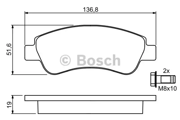 Комплект тормозных колодок дискового тормоза BOSCH 0986494027