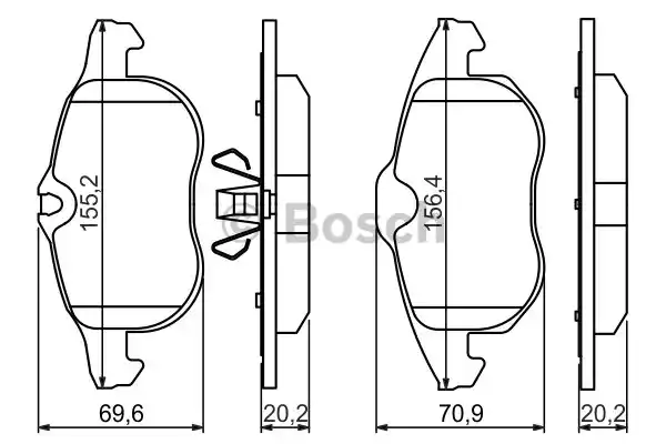 Комплект тормозных колодок дискового тормоза BOSCH 0986494044