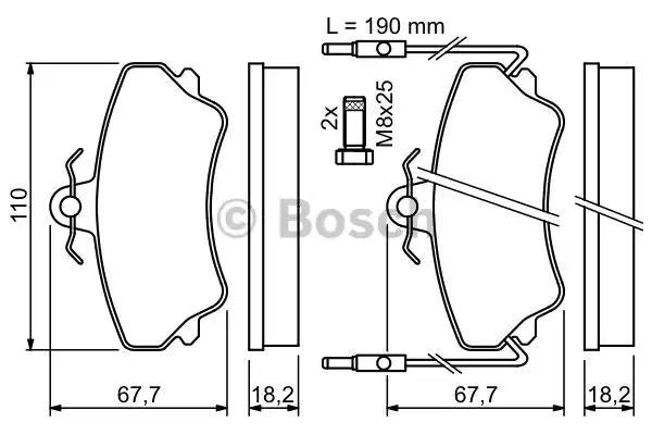 Комплект тормозных колодок дискового тормоза BOSCH 0986494056