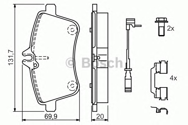Комплект тормозных колодок дискового тормоза BOSCH 0986494085