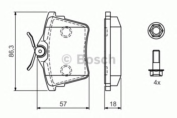 Комплект тормозных колодок дискового тормоза BOSCH 0986494095