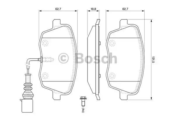 Комплект тормозных колодок дискового тормоза BOSCH 0986494105