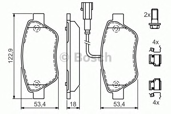 Комплект тормозных колодок дискового тормоза BOSCH 0986494113