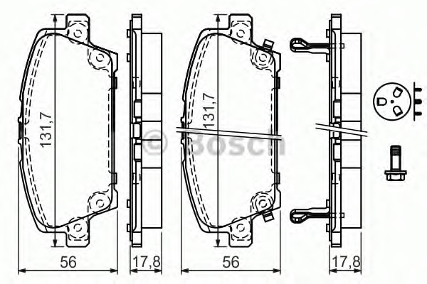 Комплект тормозных колодок дискового тормоза BOSCH 0986494136