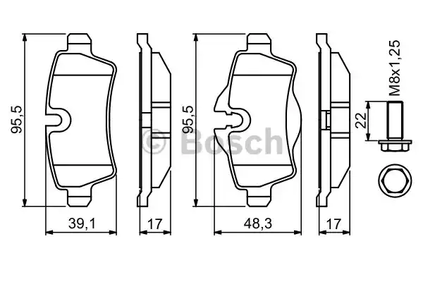 Комплект тормозных колодок дискового тормоза BOSCH 0986494242