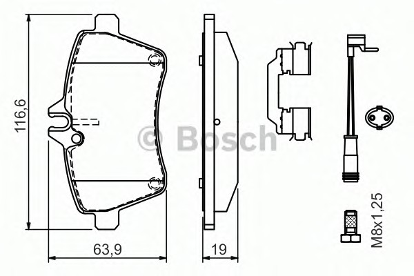 Комплект тормозных колодок дискового тормоза BOSCH 0986494290
