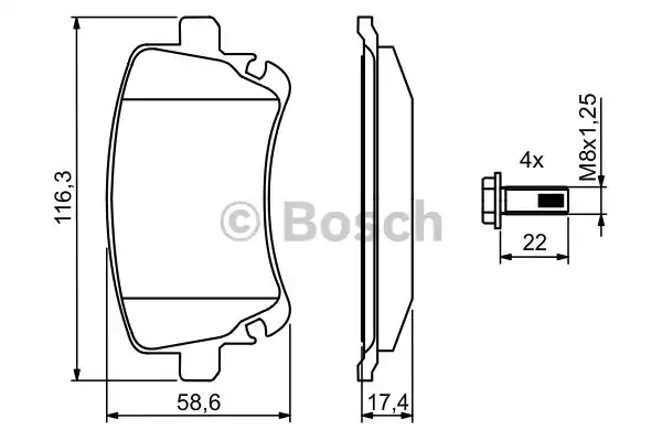 Комплект тормозных колодок дискового тормоза BOSCH 0986494303