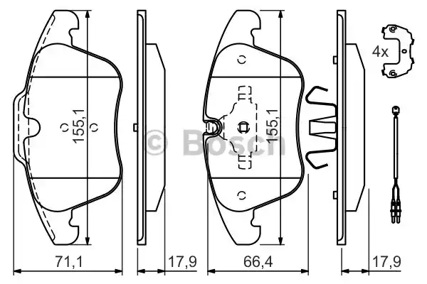 Комплект тормозных колодок дискового тормоза BOSCH 0986494371
