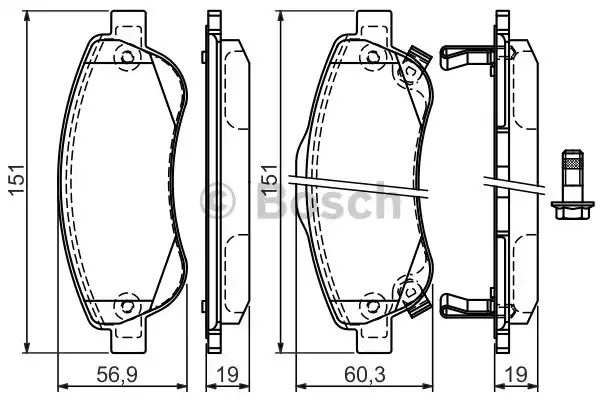 Комплект тормозных колодок дискового тормоза BOSCH 0986494379