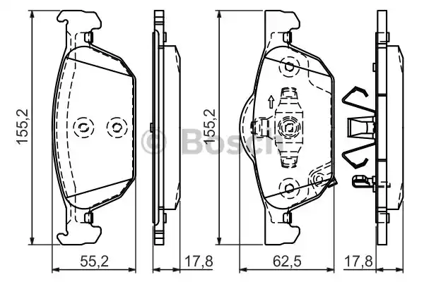 Комплект тормозных колодок дискового тормоза BOSCH 0986494383