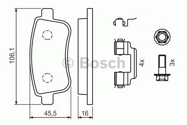 Комплект тормозных колодок дискового тормоза BOSCH 0986494384