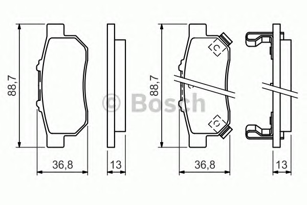 Комплект тормозных колодок дискового тормоза BOSCH 0986494392