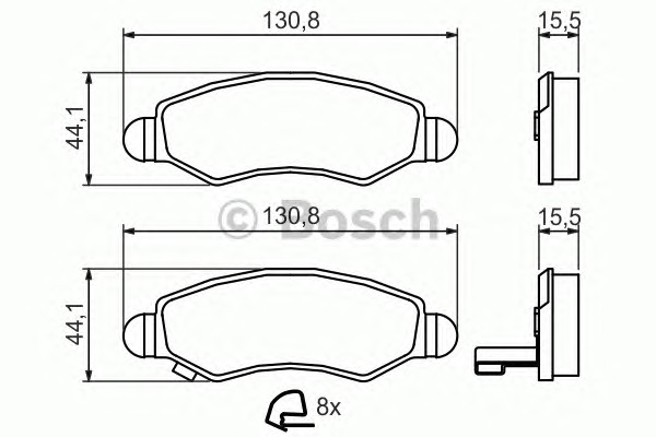 Комплект тормозных колодок дискового тормоза BOSCH 0986494458
