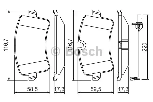 Комплект тормозных колодок дискового тормоза BOSCH 0986494488