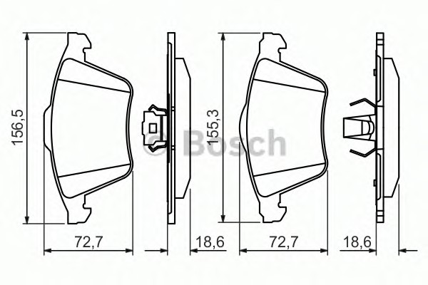 Комплект тормозных колодок дискового тормоза BOSCH 0986494492