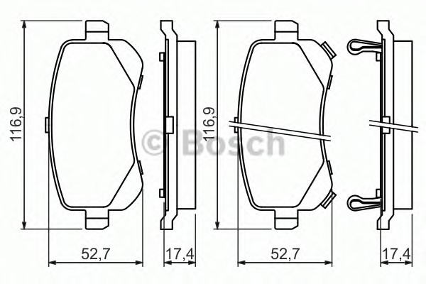 Комплект тормозных колодок дискового тормоза BOSCH 0986494496