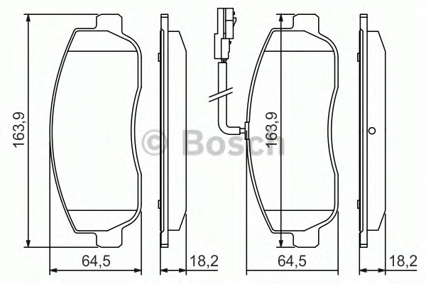 Комплект тормозных колодок дискового тормоза BOSCH 0986494498
