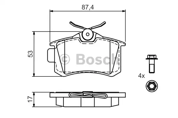 Комплект тормозных колодок дискового тормоза BOSCH 0986494516