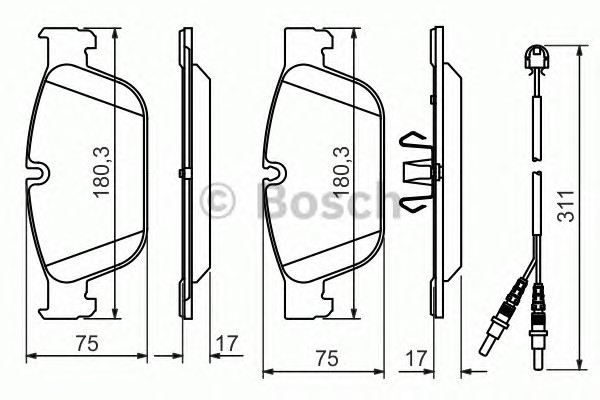 Комплект тормозных колодок дискового тормоза BOSCH 0986494526