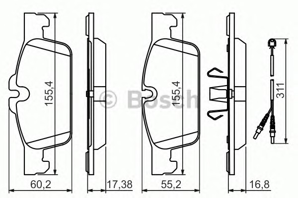 Комплект тормозных колодок дискового тормоза BOSCH 0986494527