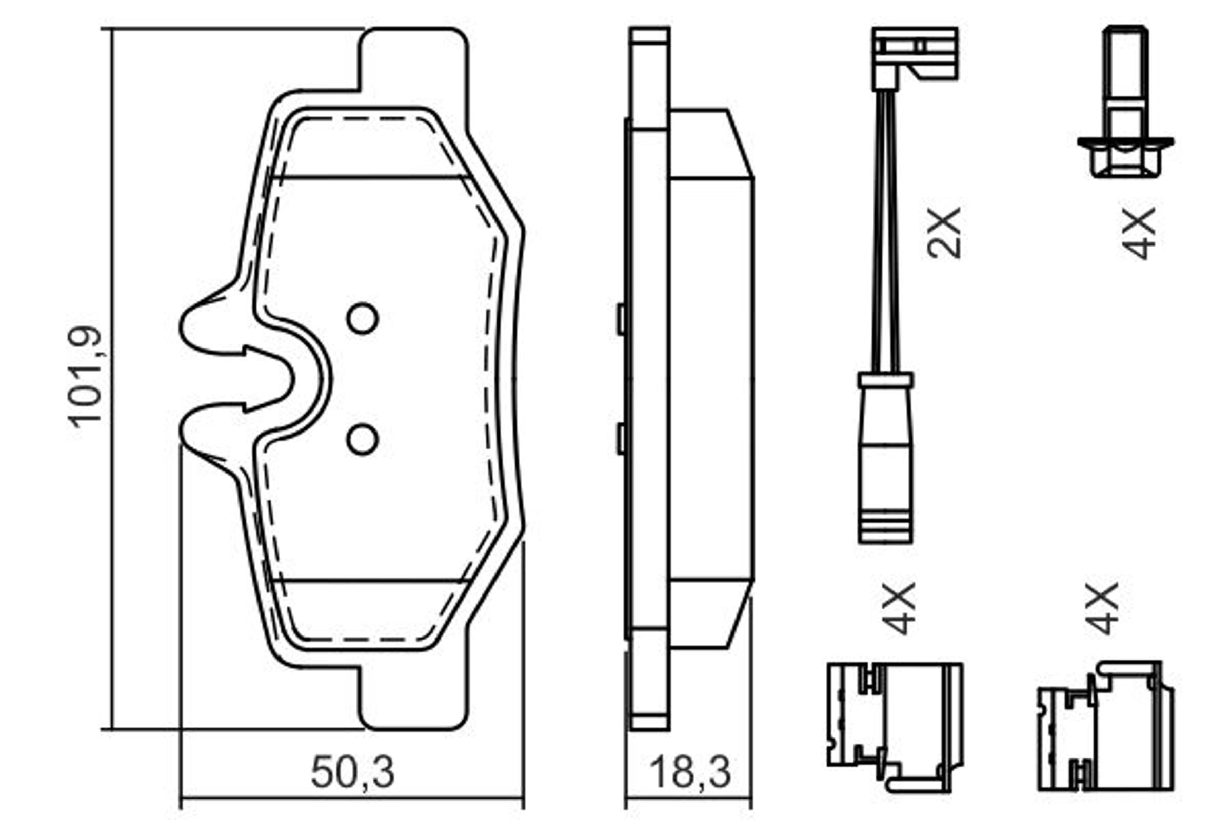 Колодки тормозные дисковые /комплект 4 шт/ BOSCH 0986494603