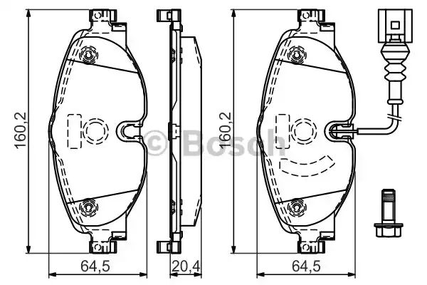 Комплект тормозных колодок дискового тормоза BOSCH 0986494660