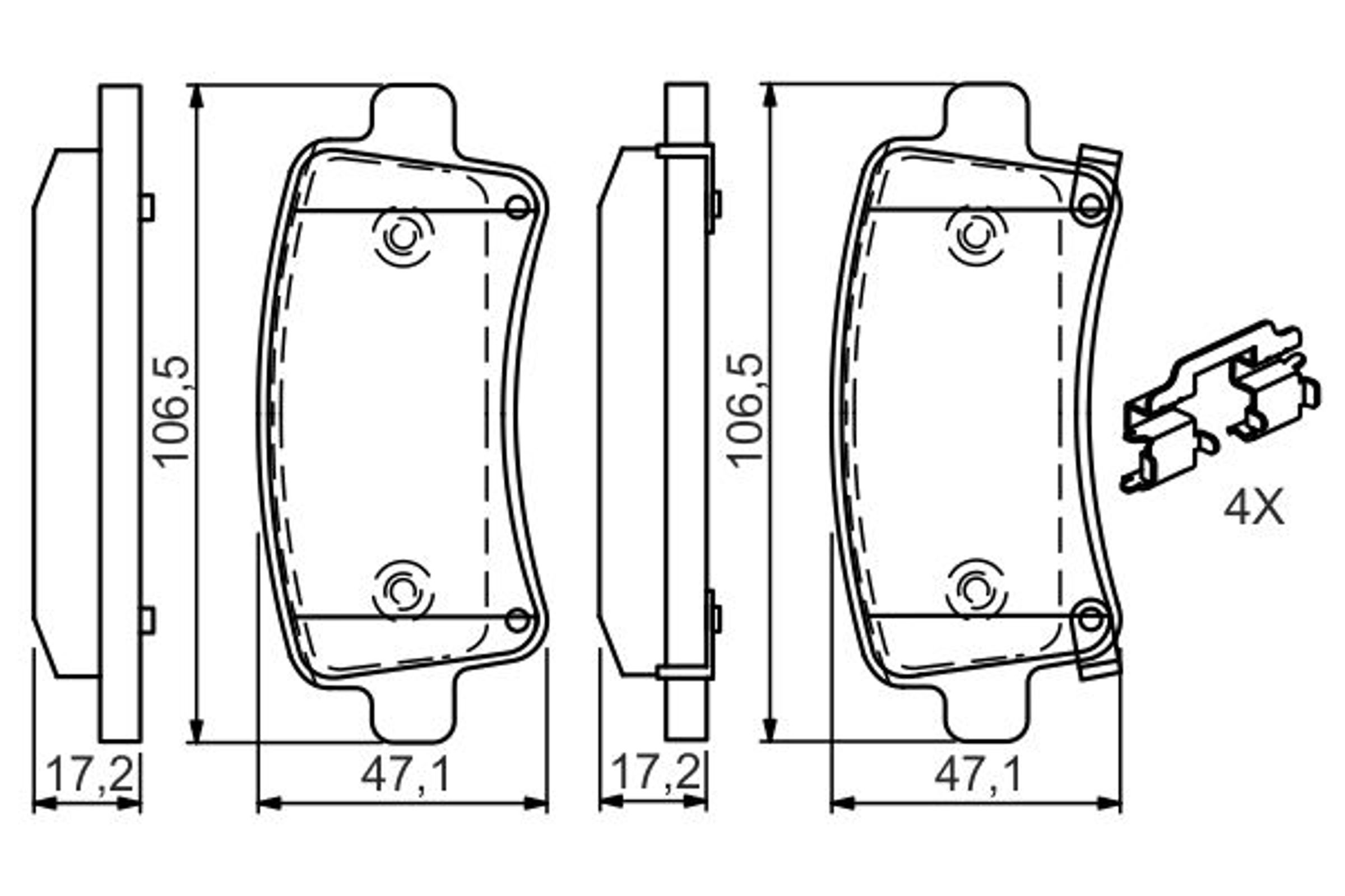 Колодки тормозные дисковые /комплект 4 шт/ BOSCH 0986494668