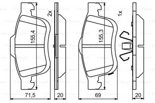 Комплект тормозных колодок дискового тормоза BOSCH 0986494801
