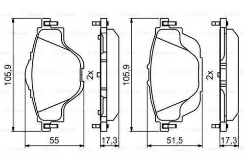 Комплект тормозных колодок дискового тормоза BOSCH 0986494805