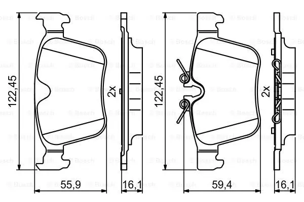 Комплект тормозных колодок дискового тормоза BOSCH 0986494819