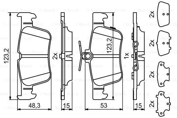 Комплект тормозных колодок дискового тормоза BOSCH 0986494839