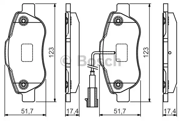 Комплект тормозных колодок дискового тормоза BOSCH 0986495097