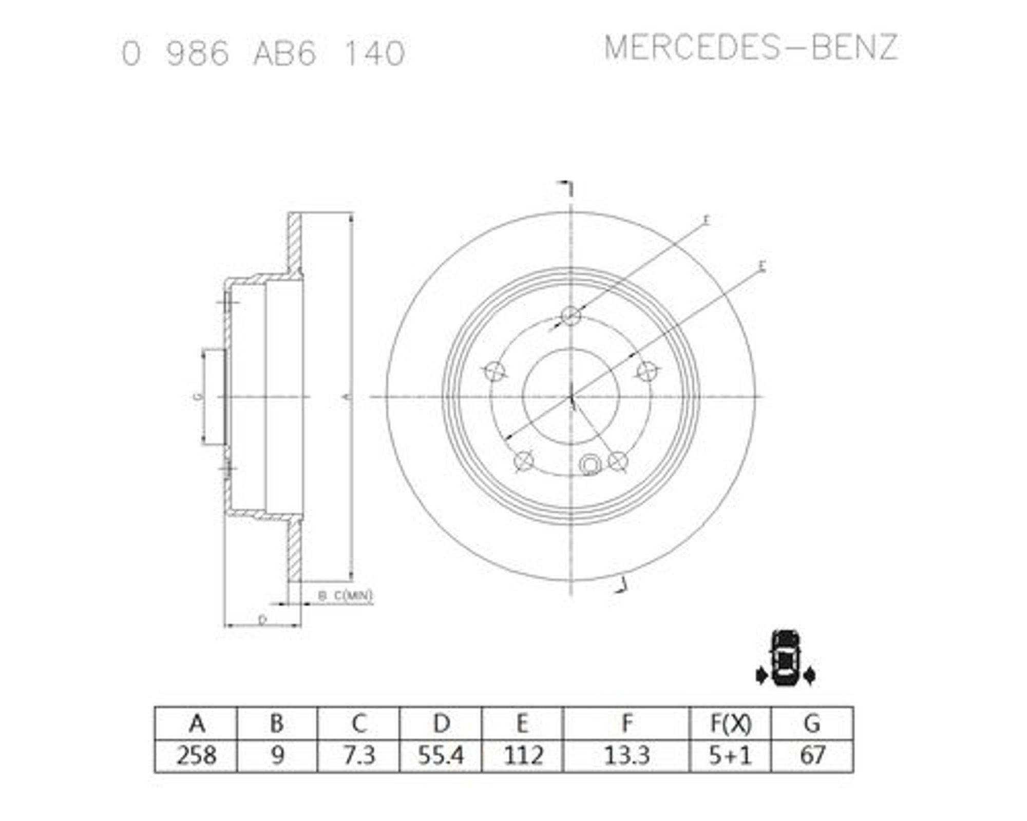 Диск тормозной BOSCH 0986AB6140