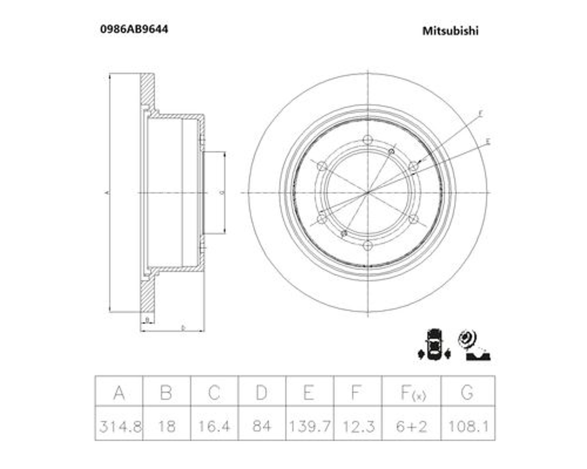 Диск тормозной BOSCH 0986AB9644