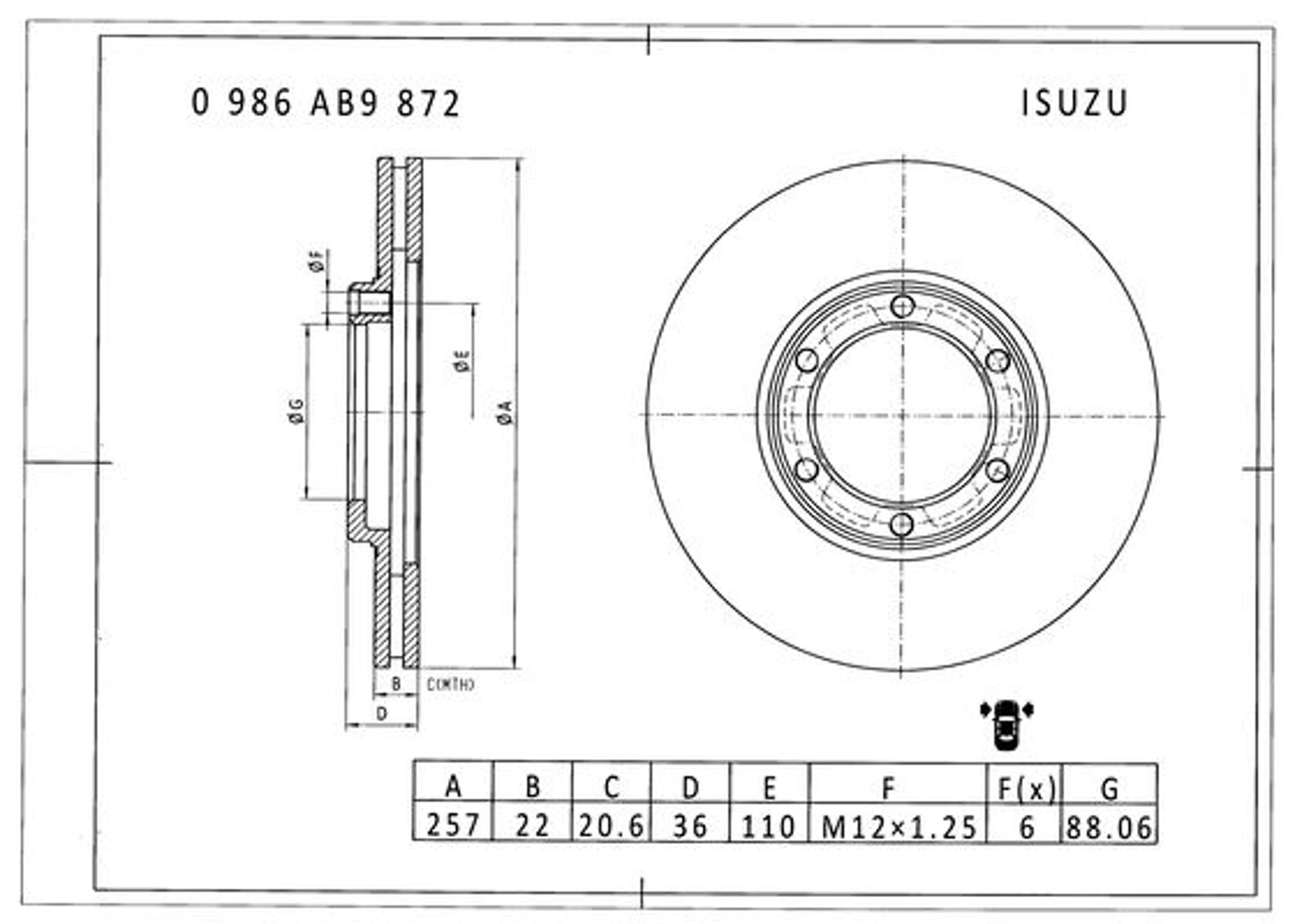 Диск тормозной BOSCH 0986AB9872