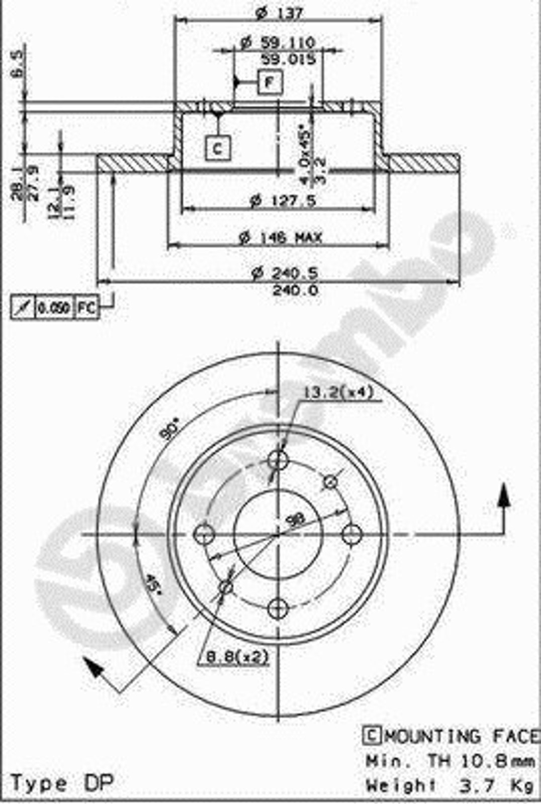 Диск тормозной BRECO BS 7328