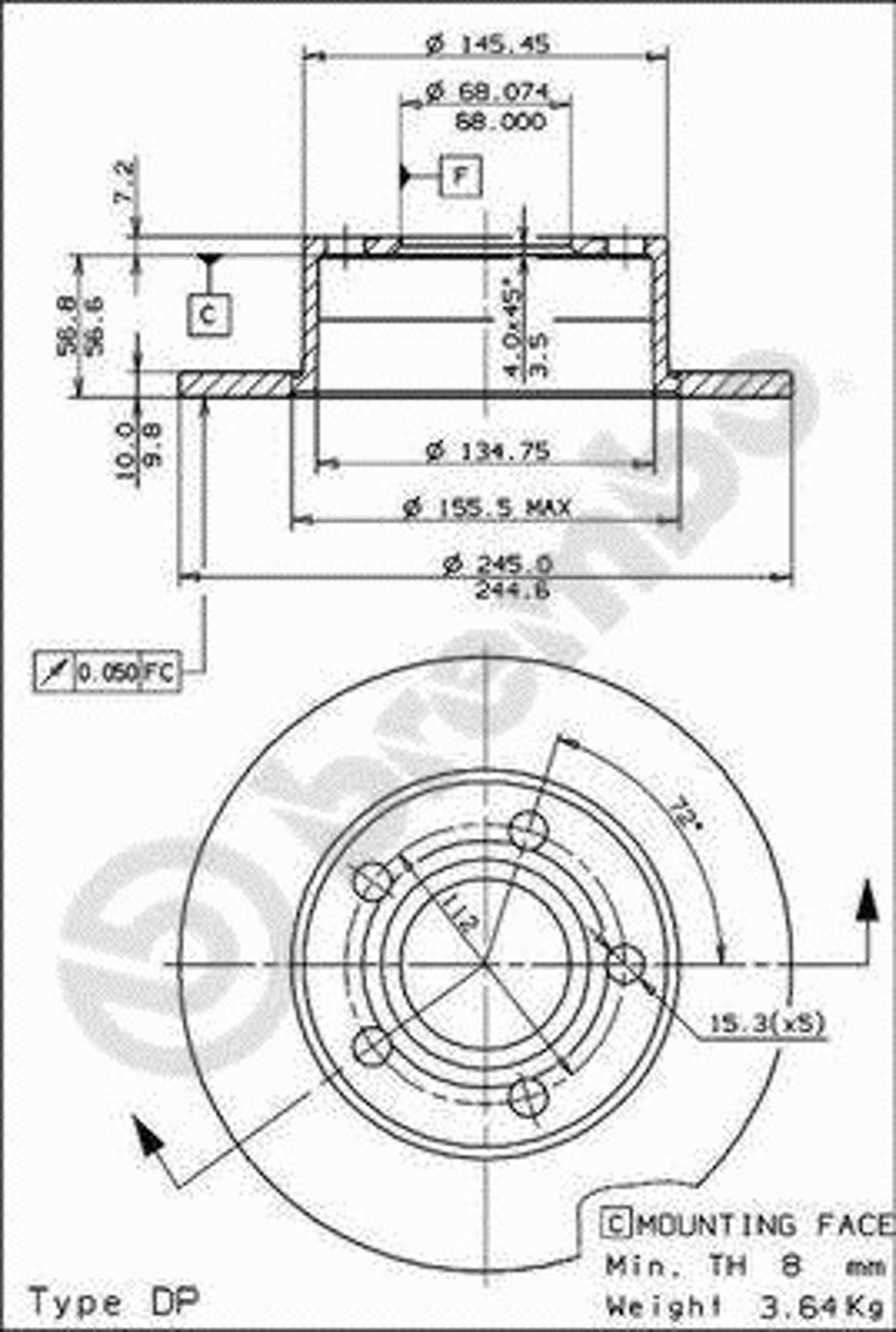 Диск тормозной BRECO BS 7468
