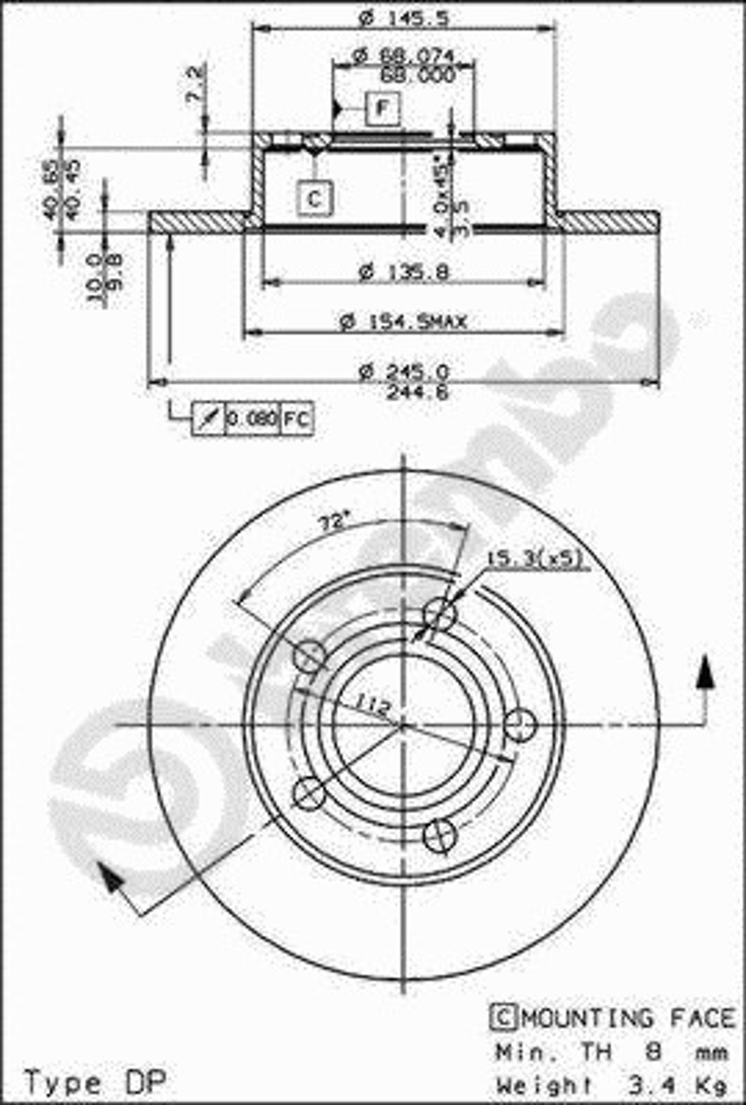 Диск тормозной BRECO BS 7603