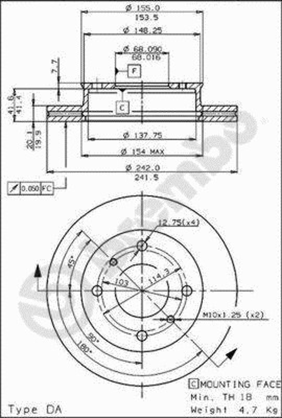 Диск тормозной BRECO BS 8025