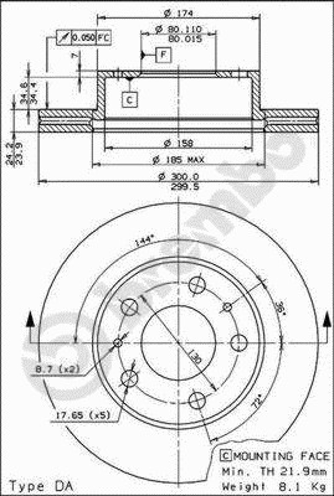 Диск тормозной BRECO BS 8166