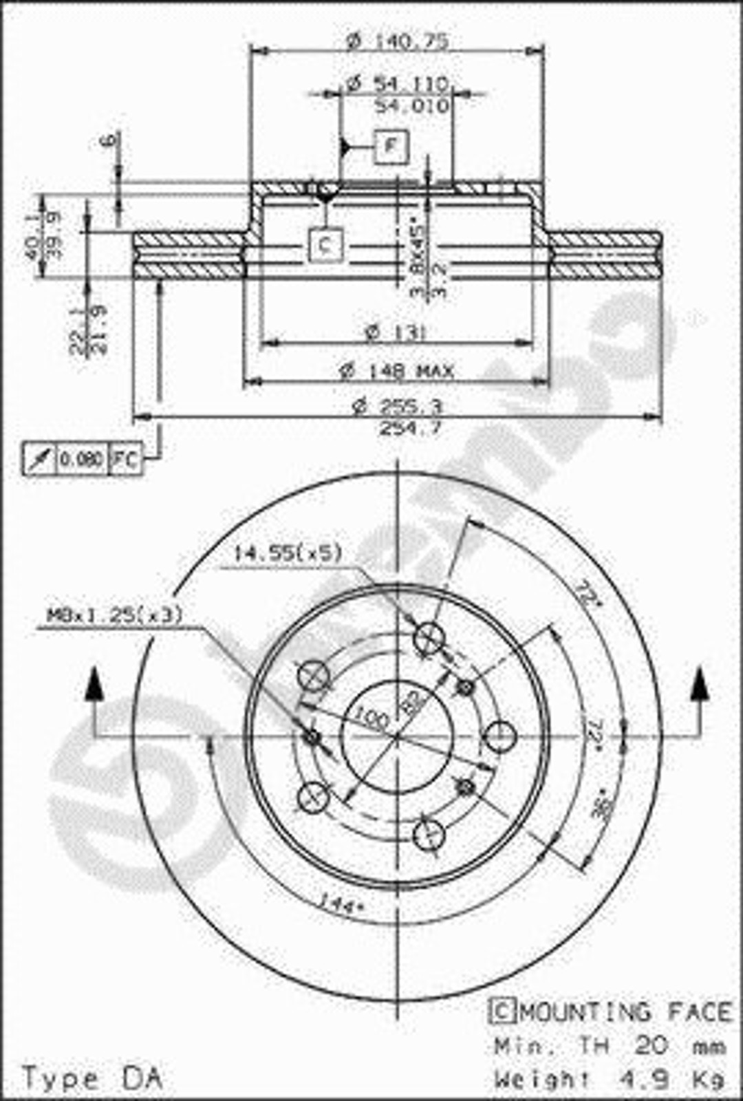 Диск тормозной BRECO BS 8208