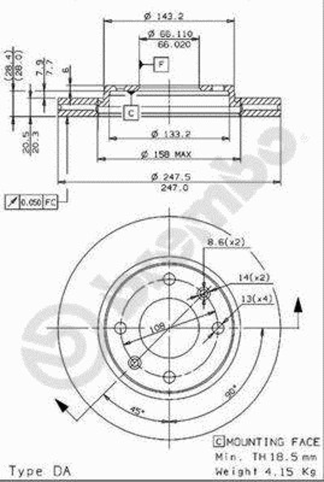 Диск тормозной BRECO BS 8525