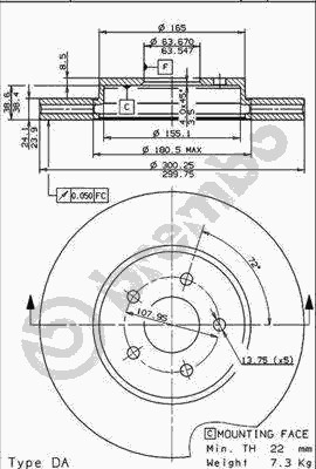Диск тормозной BRECO BV 8436