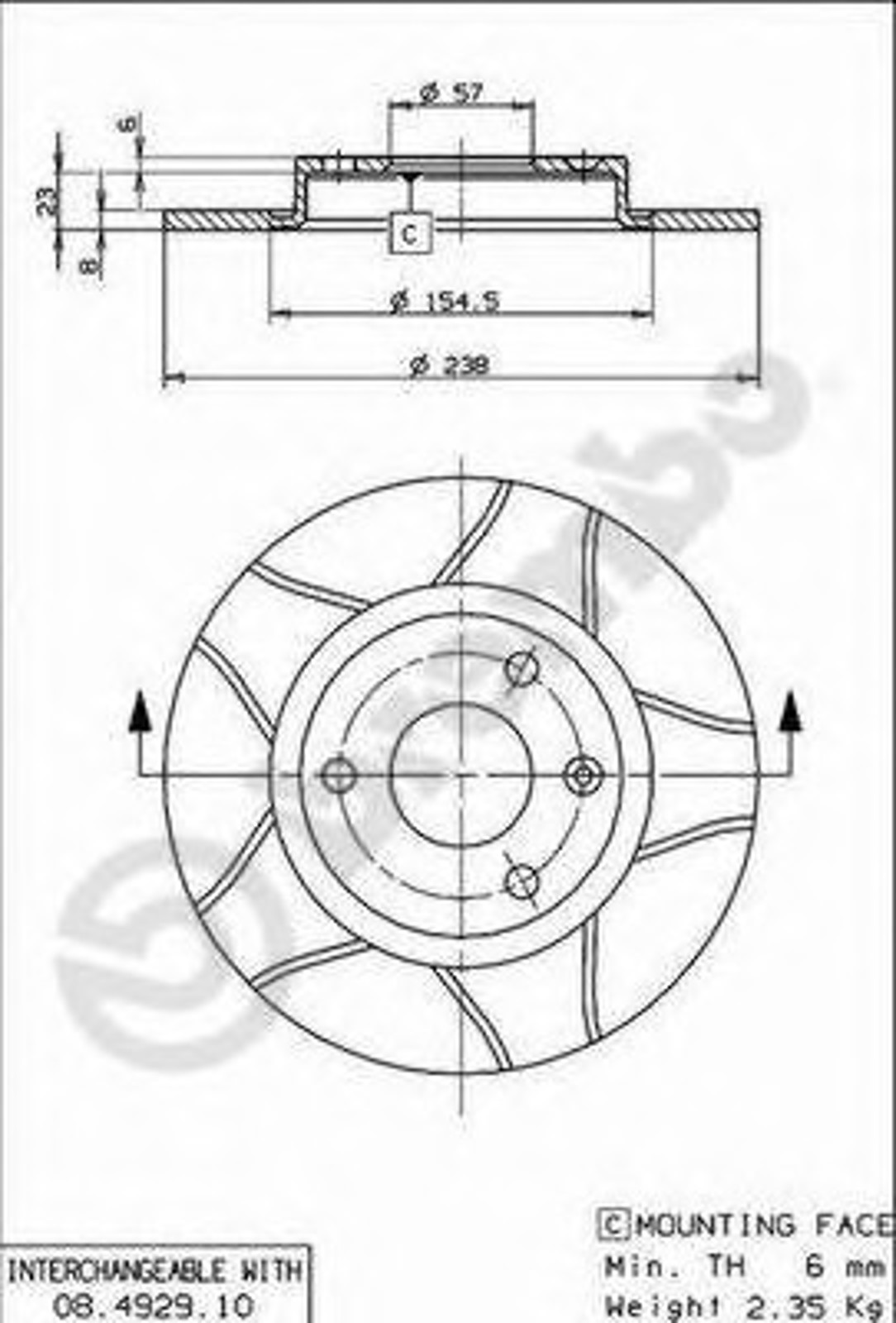 Диск тормозной BREMBO 08.4929.75