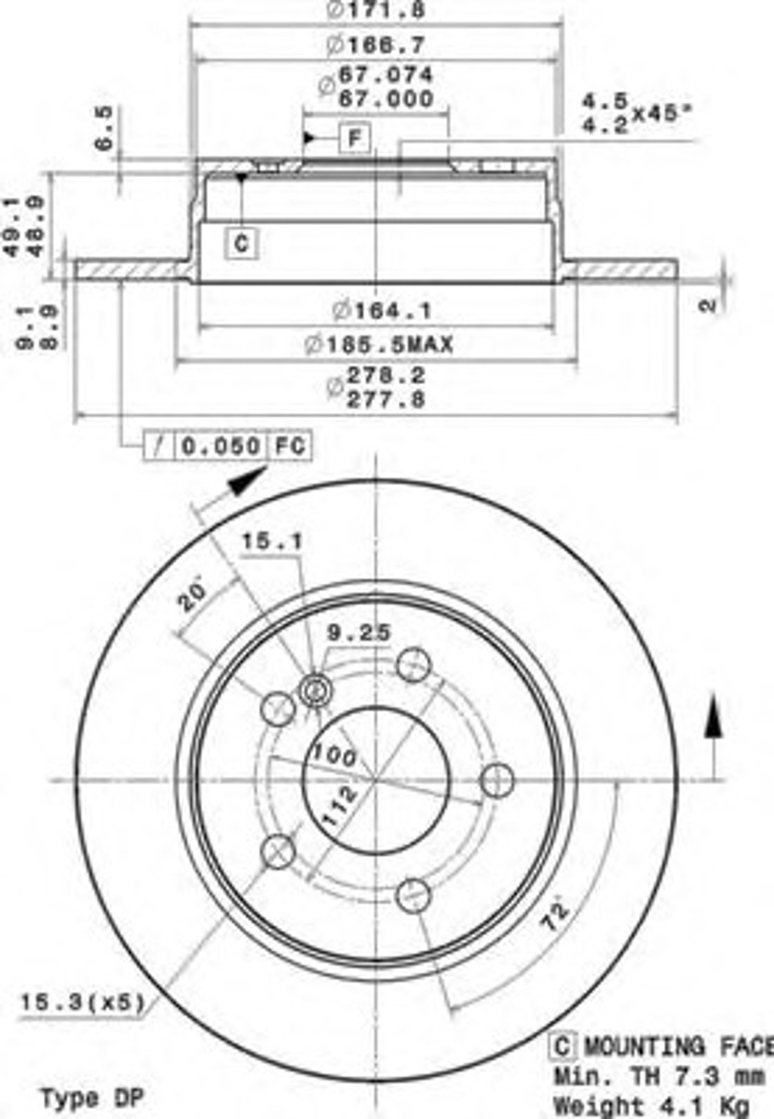 Диск тормозной BREMBO 08.A737.10