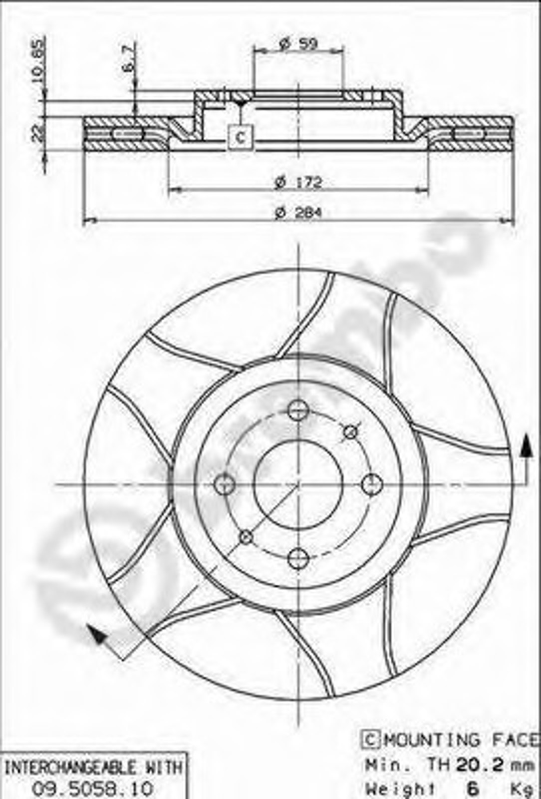 Диск тормозной BREMBO 09.5058.75