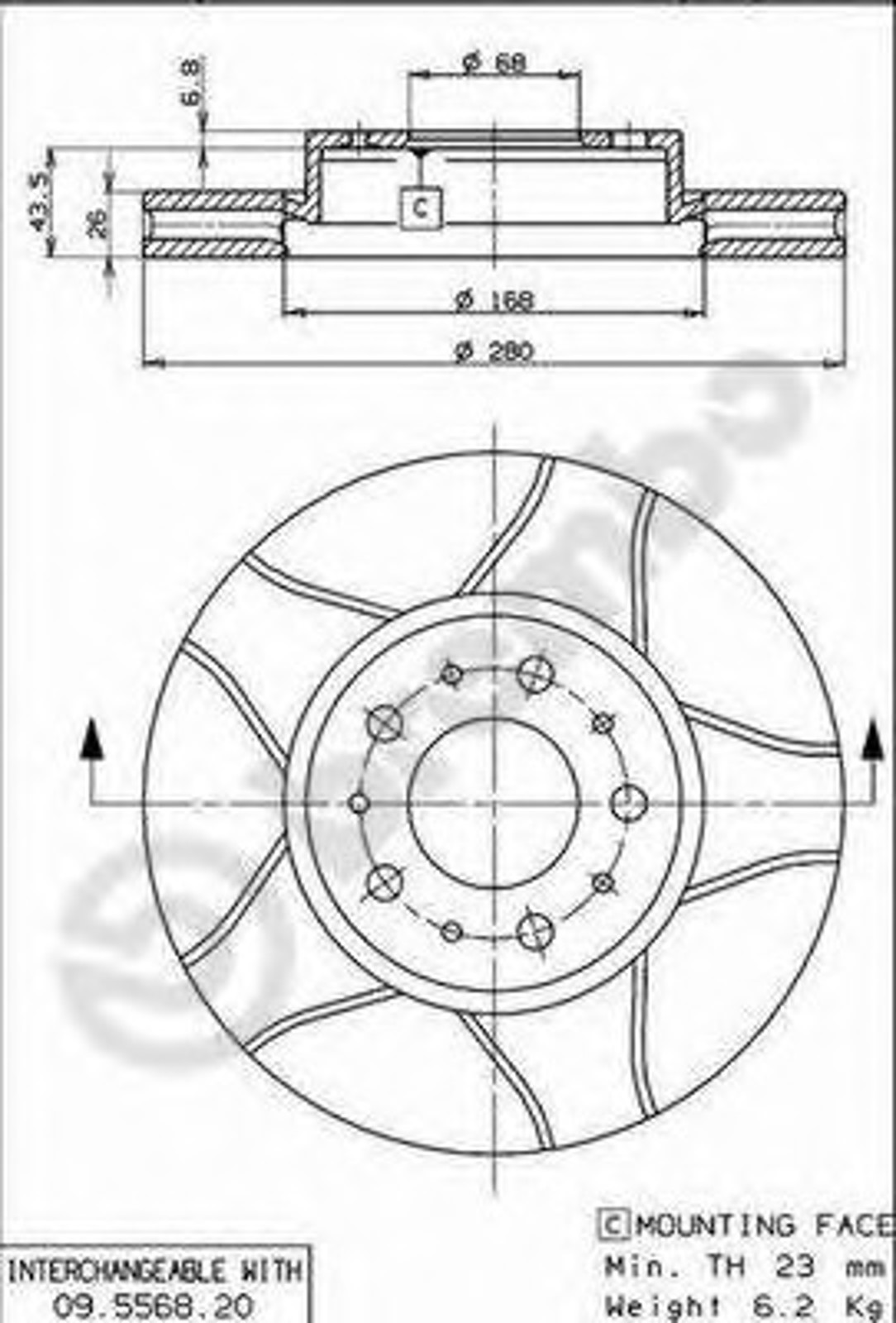 Диск тормозной BREMBO 09.5568.76