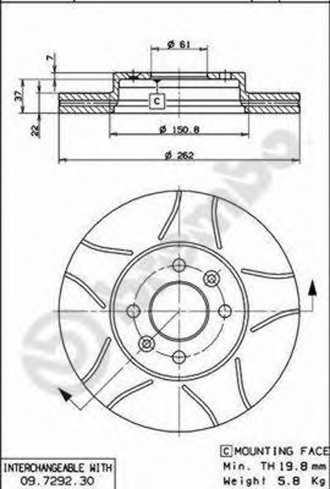 Диск тормозной BREMBO 09.7292.77